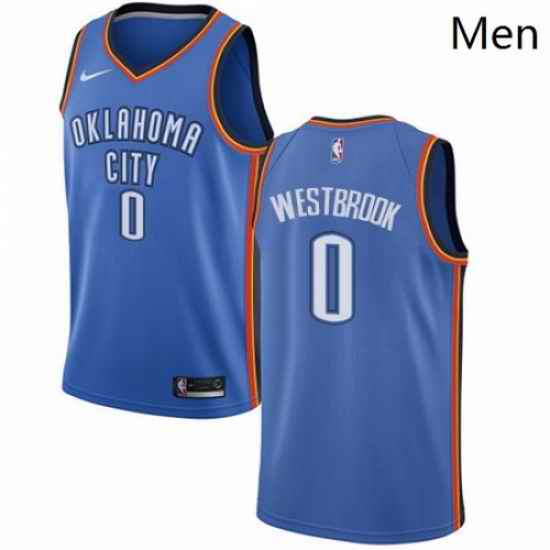 Mens Nike Oklahoma City Thunder 0 Russell Westbrook Swingman Royal Blue Road NBA Jersey Icon Edition